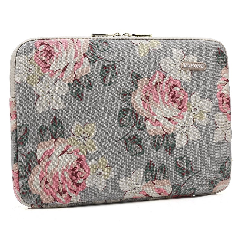 kayond Water-Resistant Canvas 13.3 Inch Laptop Sleeve-White Rose - Image 3